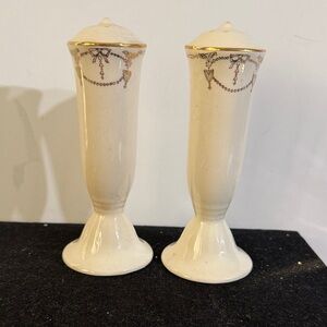 Beautiful vintage Ivory Salt & Pepper Shakers could be Lenox or Noritake